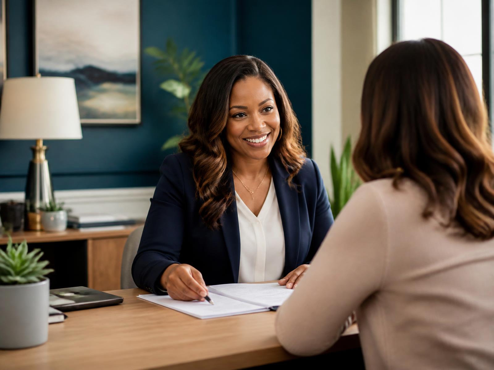Tax consultant reviewing documents with a client at Friendship Tax & More
